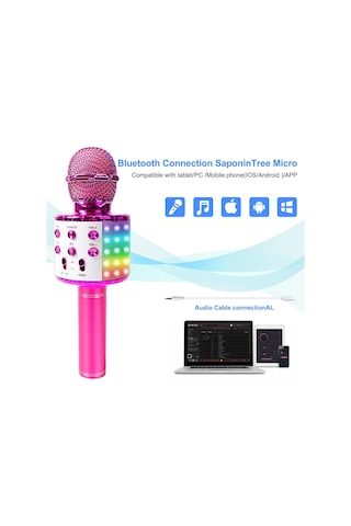 Suofeng Bt Mikrofon Hoparlör Kombinasyonu, Üç Katmanlı Gürültü Azaltma, Tf Kart Desteği, Profesyonel Karaoke, Çoklu Cihazla Uyumlu, Gümüş