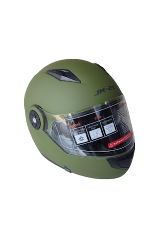 Jeıkaı Jk-21 Çene Açılır Güneş Vizörlü Mat Yeşil Kask