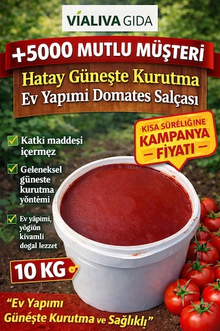 Hatay Yöresi Ev Yapımı Güneşte Kurutulmuş Domates Salçası 10 KG