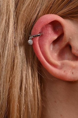 Gümüş Yuvarlak Figür Zirkon Taş Çelik Piercing Tragus Helix Kıkırdak Küpesi-0vp165