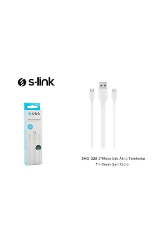 S-link Smg-328 2 Micro Usb Akıllı Telefonlar 1m Beyaz Şarj Kablo