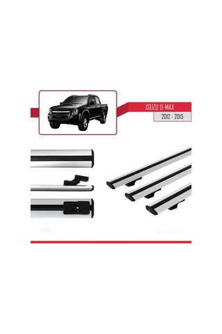 Isuzu D-max 2012-2015 İle Uyumlu Basic Model Ara Atkı Tavan Barı Gri 3 Adet