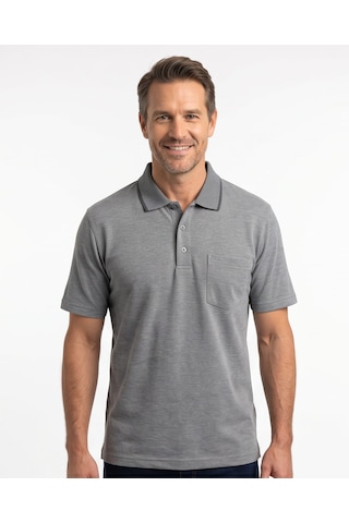 Özeniş Erkek Polo Yaka Regular Fit Baba Cepli %100 Pamuk Şık Tasarım Kagi T-shirt Gri