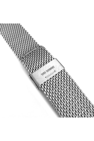 Metalik Gri Gümüş Kalın Hasır Çelik Saat Kordonu Kayış 20-22-24Mm