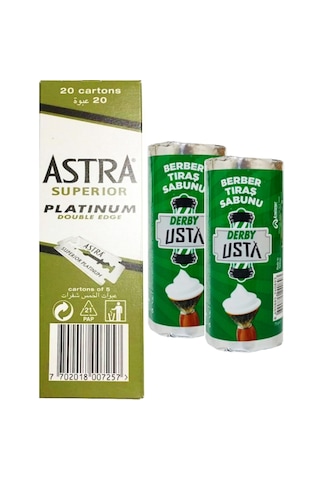 Astra Jilet 100'lü + Derby Usta Berber Tıraş Sabunu 2 x 75 G
