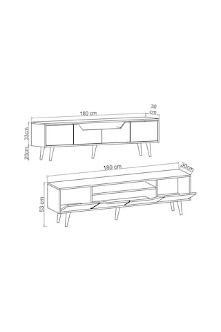 Roma Ahşap Ayaklı Tv Ünitesi Tv Sehpası Ceviz-beyaz