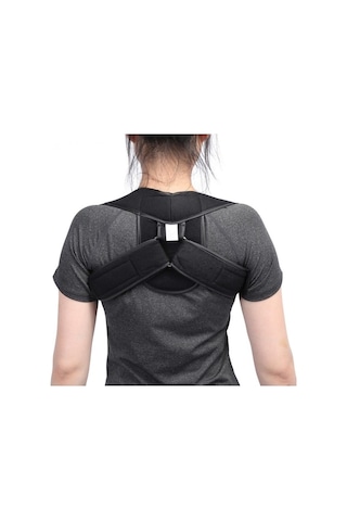 Ayarlanabilir Üst Arka Omuz Desteği Duruş Düzeltici Yetişkin Korse Omurga Brace Sırt Kemeri, Boyut: S Siyah