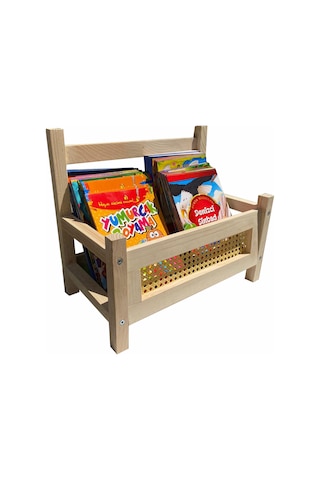 Ahşap Montessori Bank Kitaplık ve Dergilik