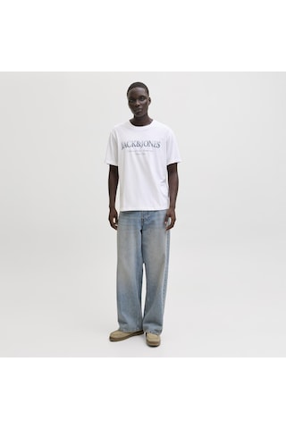 Jack & Jones Erkek Gögüs Logo Baskili Tisört - Devin - 12290173 Beyaz