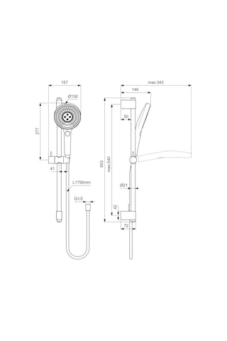Ideal Standard BD142XG Idealrain Solos Sürgülü Duş Seti Mat Siyah 3 Fonksiyonlu