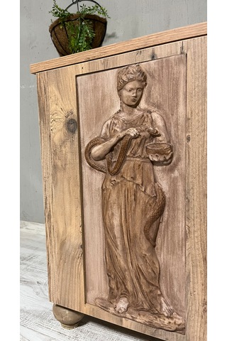 Hygieia Şifa Tanrıçası Ahşap Oyma Komodin Mitolojik