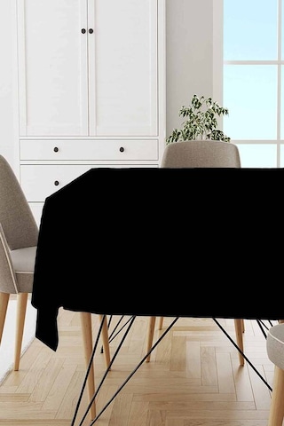 Siyah Düz Tek Renk Leke Tutmaz Premium Masa Örtüsü Mso004n11