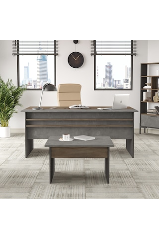 Yurudesign Vista AB Ofis Büro Masa Takımı Kahve-Beton-Antrasit VS