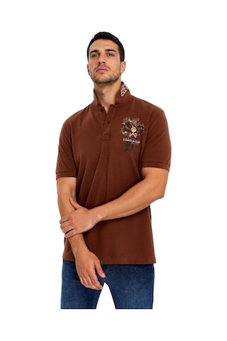 Arma Ar-ma Erkek Polo Yaka Tişört Resim Baskili Örme Kumaş Regular Fit %100 Pamuk 30/1 Çift Toplama Penye Pike Y31374357702 Kahverengi-k7