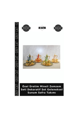 Özel Üretim Mineli Zemzem Seti Dekoratif Set Geleneksel Sunum Sofra Takımı Diğer
