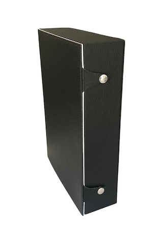 Saat Çantası 15 Li Çıtçıtlı Ahşap Kasa Üzeri Siyah Deri Kaplama 25x35 Cm İçi Beyaz Siyah