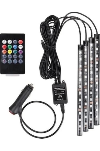 Oto Araç Içi Ayak Altı Led Aydınlatma 12 led Kumandalı Oto Şerit