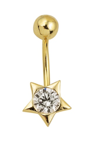 Bilezikci Yıldız Tek Taşlı 14 Ayar Kadın Göbek Piercing Sarı