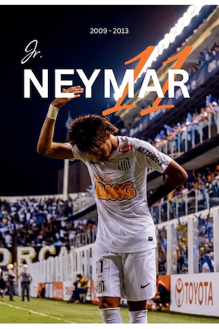 Neymar Jr 11 Santos Siyah Çerçeveli Tasarım Tablo Futbol Spor Poster