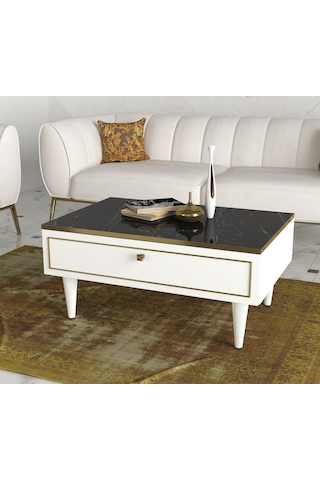 Dekorister Exclusive Ravenna Orta Sehpa Beyaz-Mermer