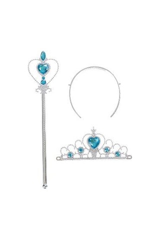 Parti Selesi Karlar Ülkesi Frozen Elsa Kostüm Mavi Tarlatanlı Uzun Kollu Elbise Kız Çocuk Kıyafet Mavi