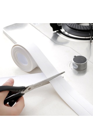 Yifomall Ev Mutfak Banyo Su Geçirmez Kenar Bandı - 3.2m X 3.8cm Beyaz, Nem Ve Çürüme Koruyucu, Kolay Kurulum, Dayanıklı Materyal Beyaz