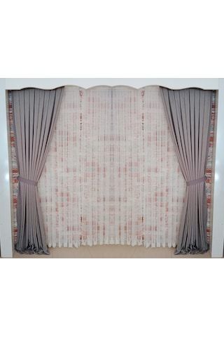 Gri Renk Fon Kadife Perde Çift Kanat 1/3 Sık Pileli Dikim V-43 Gri