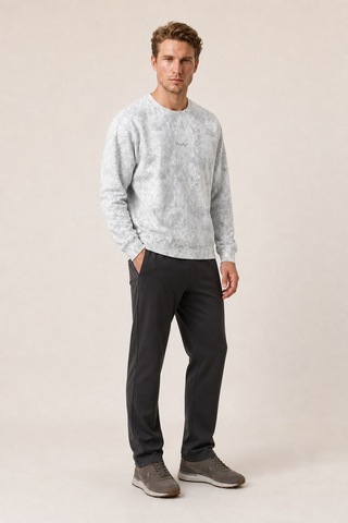 Redline Allon Desenli Kışlık Yeni Sezon Erkek Regular Fit Sweatshirt Beyaz