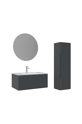 Orka Olbia 40 Cm Mat Antrasit Banyo Çamaşır Boy Dolabı Antrasit