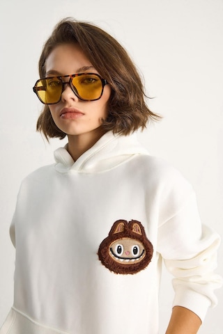 Shade Kadın Nakış İşlemeli Kapüşonlu Kanguru Cepli Sweatshirt 6045 60284098 - Ekru