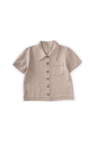 Cigit Kısa Kollu Keten Gömlek 2-7 Yaş Naturel NATUREL