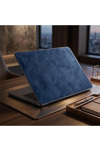Kendinden Yapışkanlı Alcantara Laptop Kaplama 48x30 Cm Süet Doku Arka Kapak Çizilme Önleyici Koruyucu Skin Lacivert