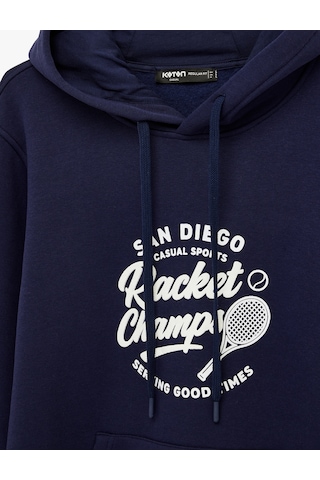 Koton Pamuklu Uzun Kollu Baskılı Kapşonlu Sweatshirt Lacivert 6wam70300mk Lacivert