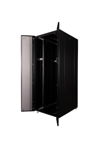 Lande Demonte 42u 800x1000 Hyperline Dikili Tip Rack Kabinet Siyah Ön Cam Kapak / Tekerlekli
