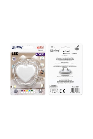10 Adet Kalp Ledli Gece Lambası Gc-16 5468 Renkli