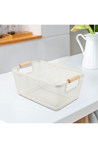 Pazly Suntek Sepeti Saklama Organizatör M Kabı Depolama Dekoratif Bh Beyaz