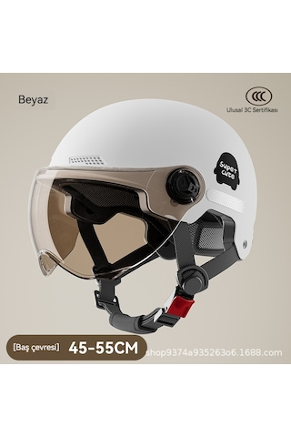 Lyon Erkek Ve Kadın 3c Sertifikalıelektrik Araç Kaskadibeyaz Beyaz