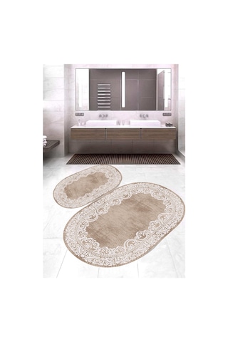 Eliana Home Dijital Baskı 2'li Banyo Paspas Takımı Lna5-hk104 100x60 Ve 60x50 Cm Kahverengi