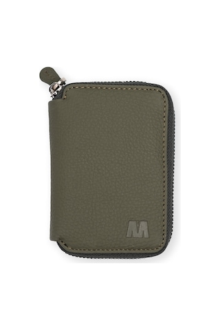 Mft Leather Hakiki Deri Unisex Fermuarlı Cüzdan Lotus 1616 Flother Haki