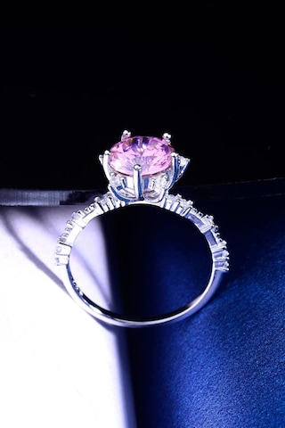 925 Ayar Gümüş Pembe Taşlı Lotus Yüzük