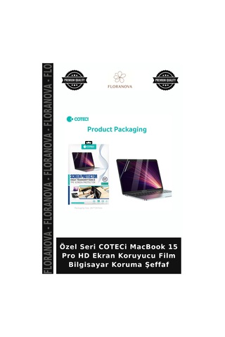 Özel Seri Coteci Macbook 15 Pro Hd Ekran Koruyucu Film Bilgisayar Koruma Şeffaf