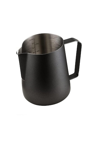 304 Çelik 600 Ml Siyah Teflon Kaplama Kahve Süt Köpürtme Potu Sütlük Pitcher