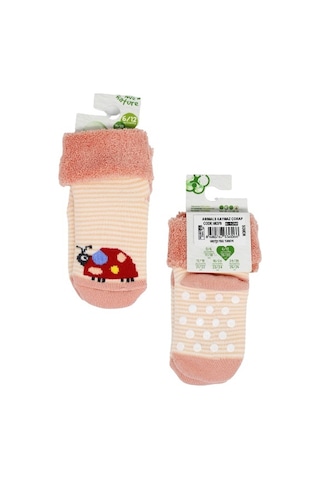 Kitikate Bibaby Biorganic Anımals Havlu Kaymaz Çorap 68370 Somon