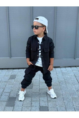 Kokoş Bebe Erkek Çocuk Good Boy Hırkalı 3'lü Takım - 4/12 Yaş - 31896 Siyah