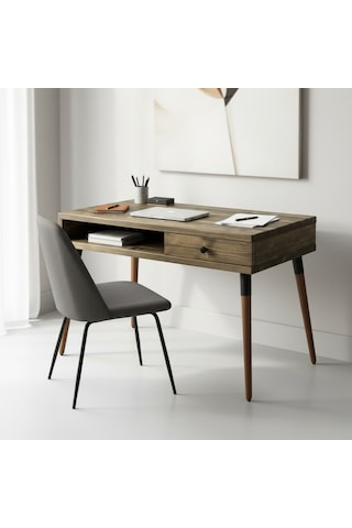 Mobenta Neo Desk: Masif Çalışma Masası 1 Çekmece Ve 1 Laptop Bölmesi - 120 Cm Cv Ceviz