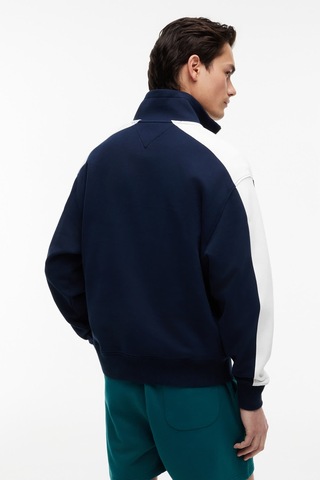 Tommy Hilfiger Tjm Rlx Cblock Qz Erkek Mavi Sweatshirt - Dm0dm23244