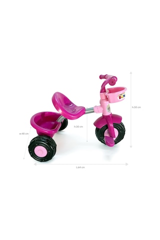 Boni Bike 3 Tekerli Metal Gövdeli 50kg Taşıma Kapasiteli Ön Ve Arka Sepetli Renkli Çocuk Bisikleti Pembe