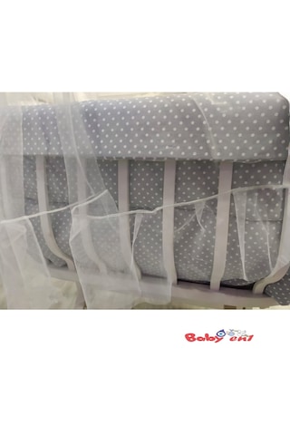 Gri Puantiyeli Sepet Beşik Örtüsü - Babyen1