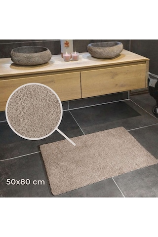 Queen Banyo Paspası 50x80 Cm Bej Kaymaz, Ultra Yumuşak Ve Hızlı Emici