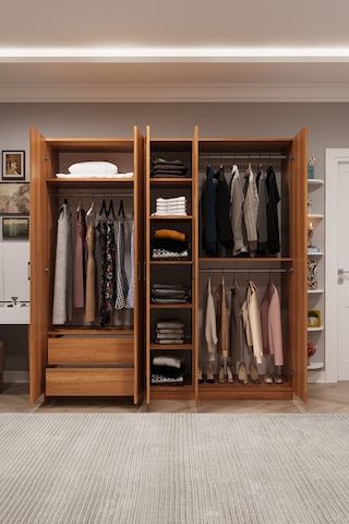 Asra Trend 5 Kapaklı Gardırop G-04 %100 MDF 2 Çekmeceli Aynalı Elbise Dolabı Petra
